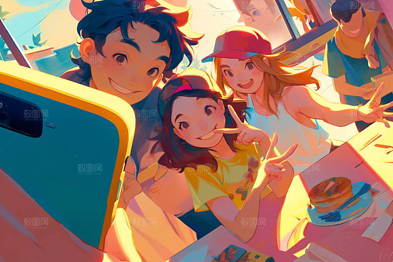 夏日聚会高清友谊插画