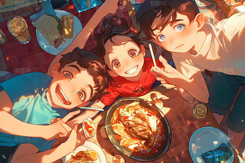 夏日聚会高清暑假插画