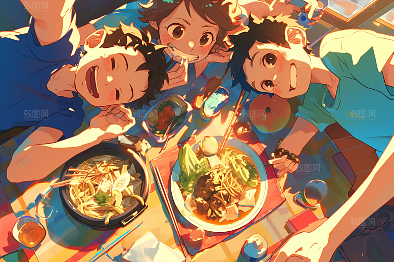 夏日聚会手绘高清插画