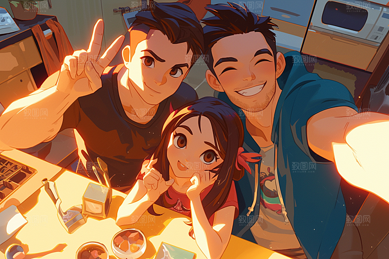 夏日聚会高清手绘插画