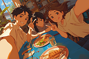 夏日聚会高清友情插画