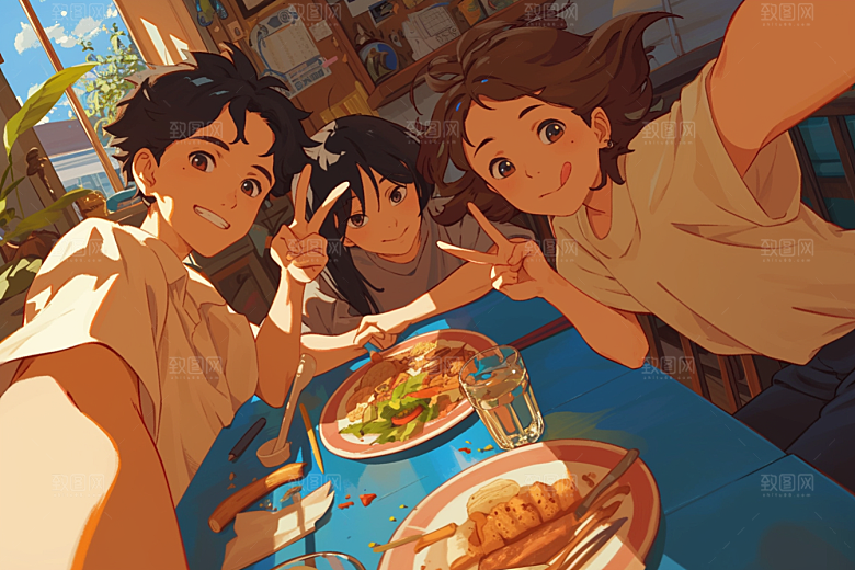 夏日聚会高清友情插画