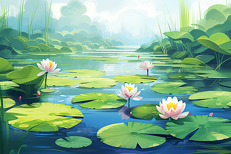 夏至自然清凉解暑素材