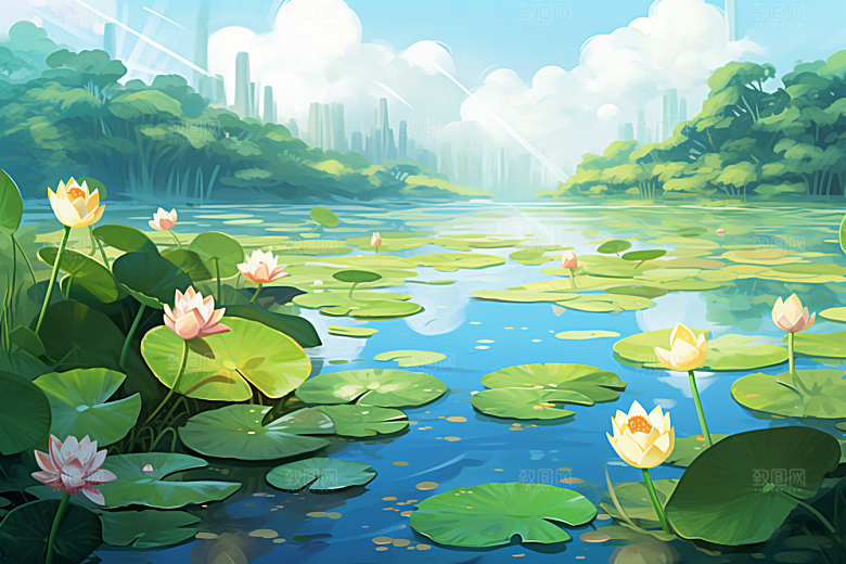 夏至氛围清新素材