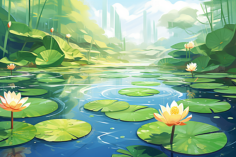 夏至清凉解暑元素素材