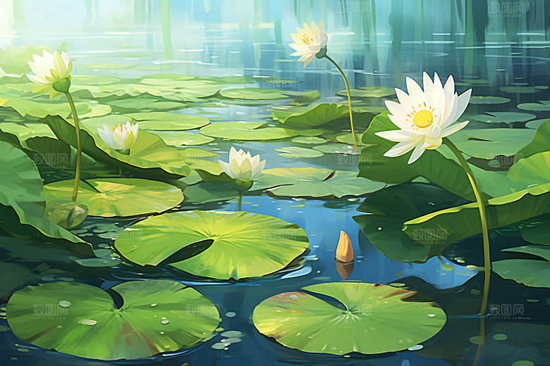 夏至氛围清凉解暑素材