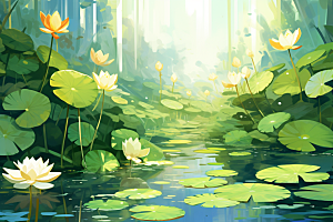 夏至清新元素素材