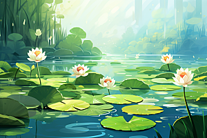 夏至清凉解暑氛围素材