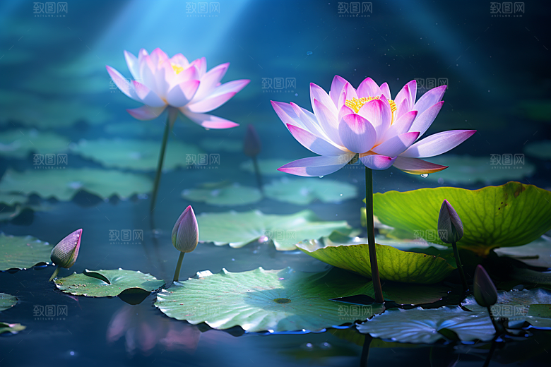 夏至元素清凉解暑素材
