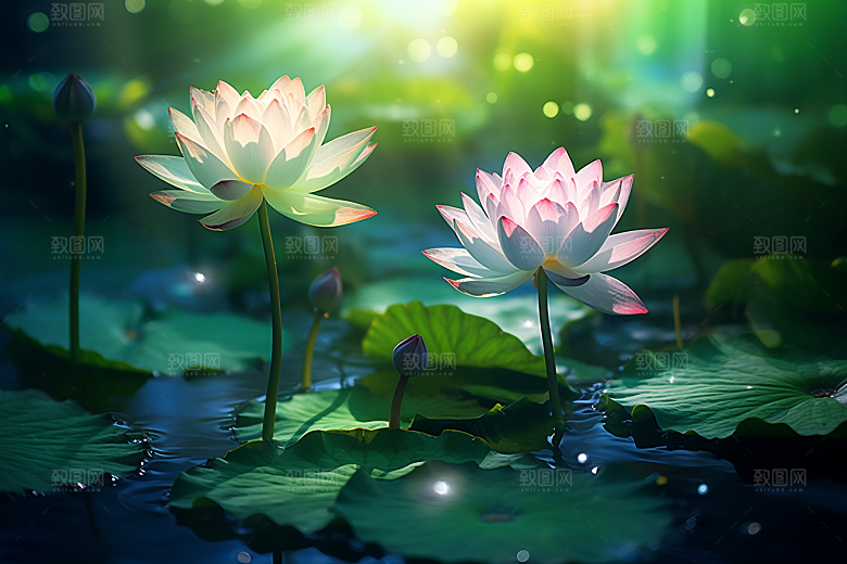 夏至元素清凉解暑素材