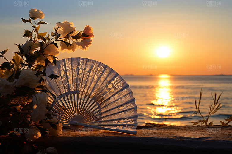 夏至清凉解暑清新素材