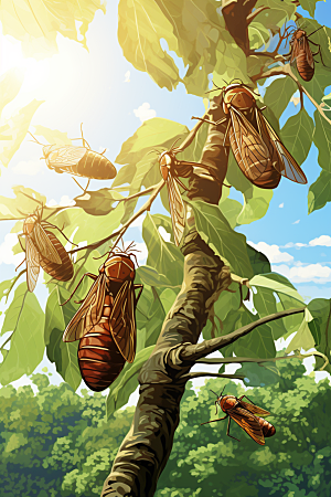 夏至元素清新素材