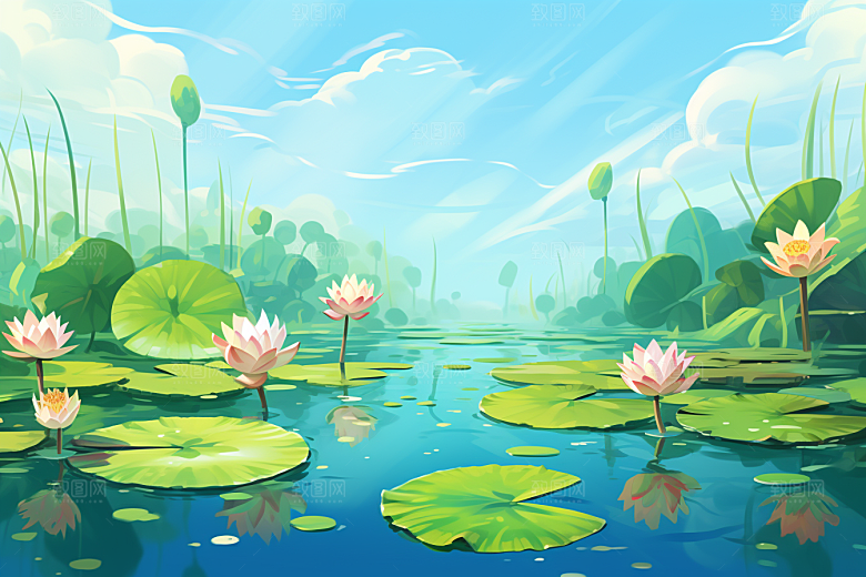 夏至氛围清凉解暑素材