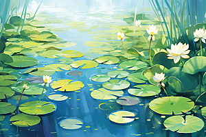 夏至清新氛围素材