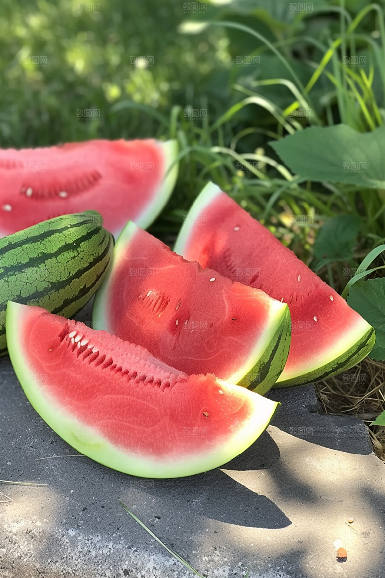 西瓜水果夏季摄影图