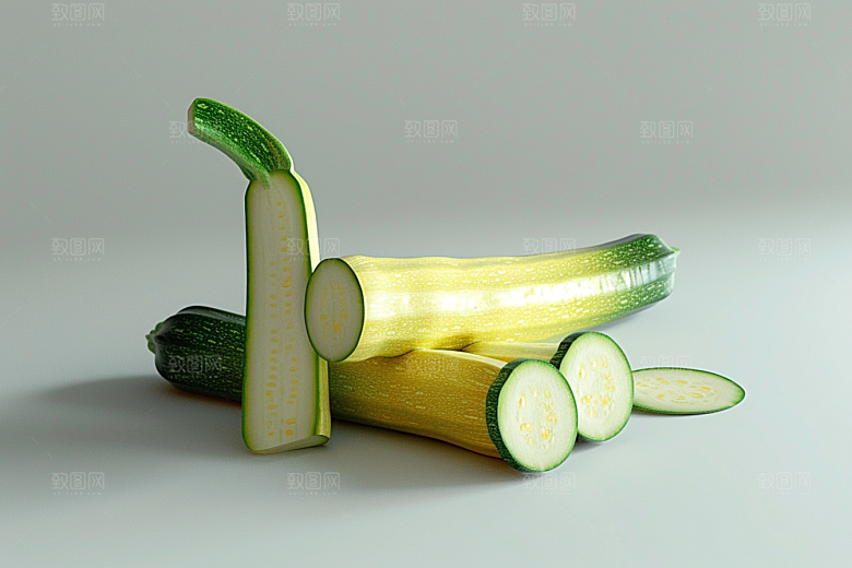 西葫芦清新食材摄影图