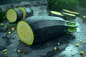 西葫芦绿色菜瓜摄影图