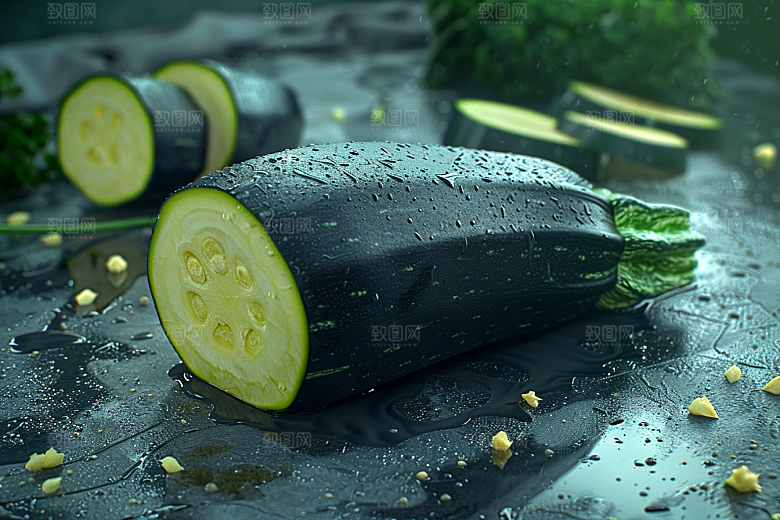 西葫芦绿色菜瓜摄影图