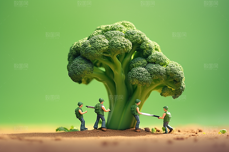 西蓝花美味种植微距小人