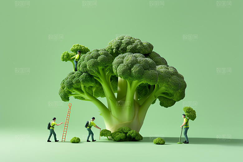 西蓝花种植美味微距小人