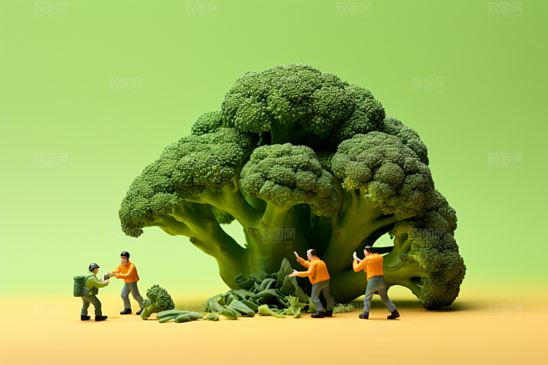 西蓝花立体生产微距小人