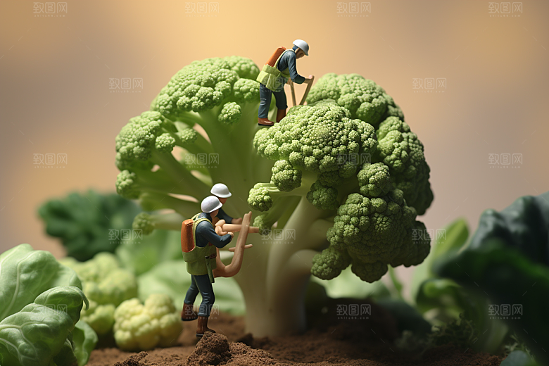 西蓝花3D农业微距小人