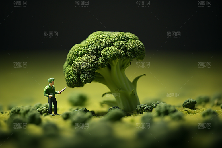 西蓝花立体生产微距小人