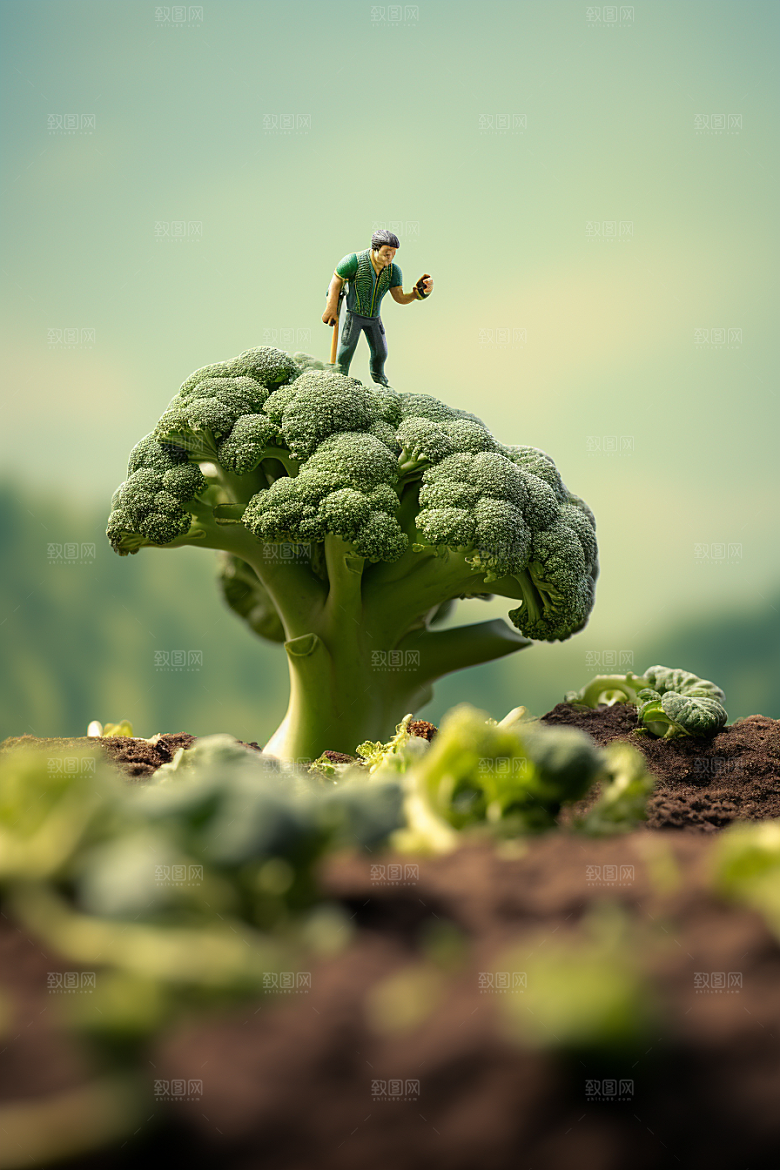 西蓝花收获3D微距小人