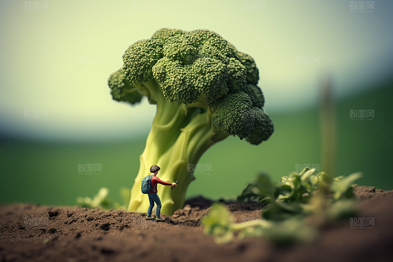 西蓝花美味3D微距小人
