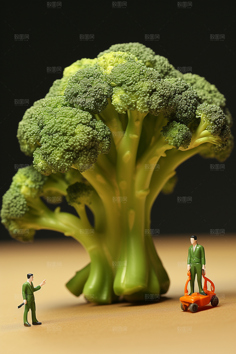 西蓝花蔬菜生产微距小人