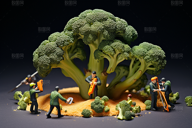 西蓝花收获3D微距小人