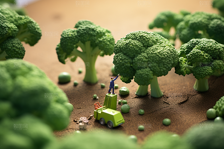西蓝花3D生产微距小人