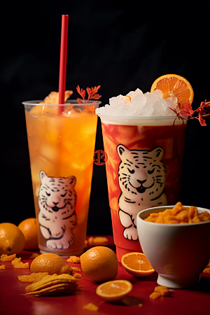 新春奶茶高清热闹摄影图