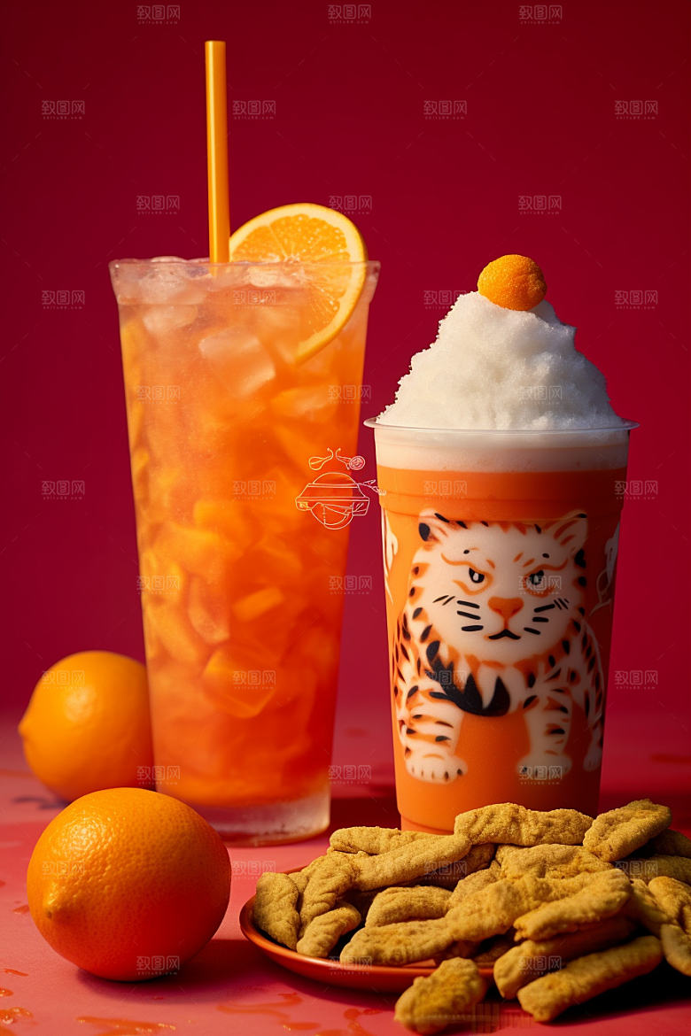 新春奶茶美食温暖摄影图