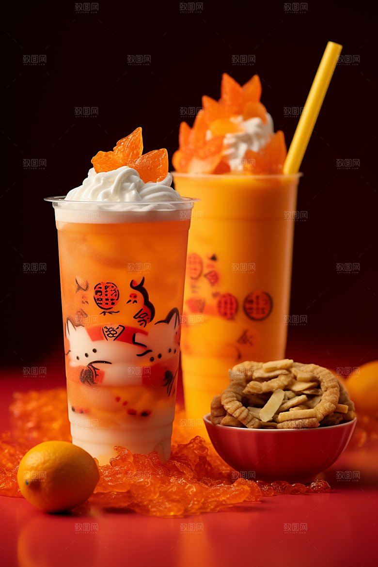 新春奶茶温暖高清摄影图
