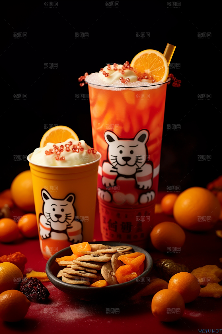 新春奶茶高清温暖摄影图