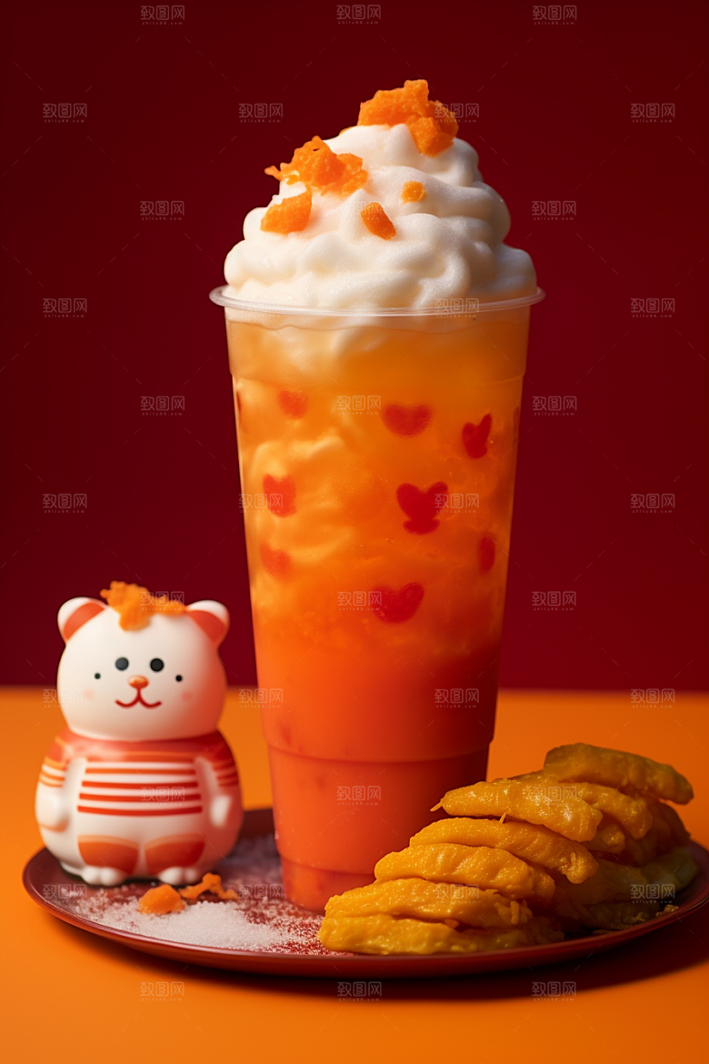 新春奶茶新品热饮摄影图