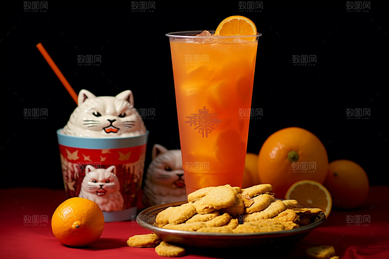新春奶茶温暖新年摄影图