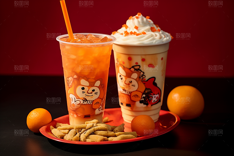 新春奶茶高清温暖摄影图
