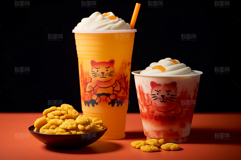 新春奶茶温暖新年摄影图