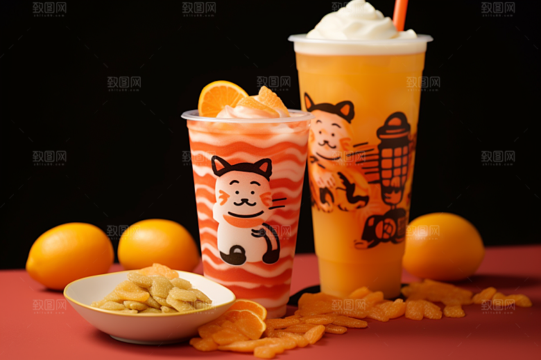 新春奶茶春节热饮摄影图