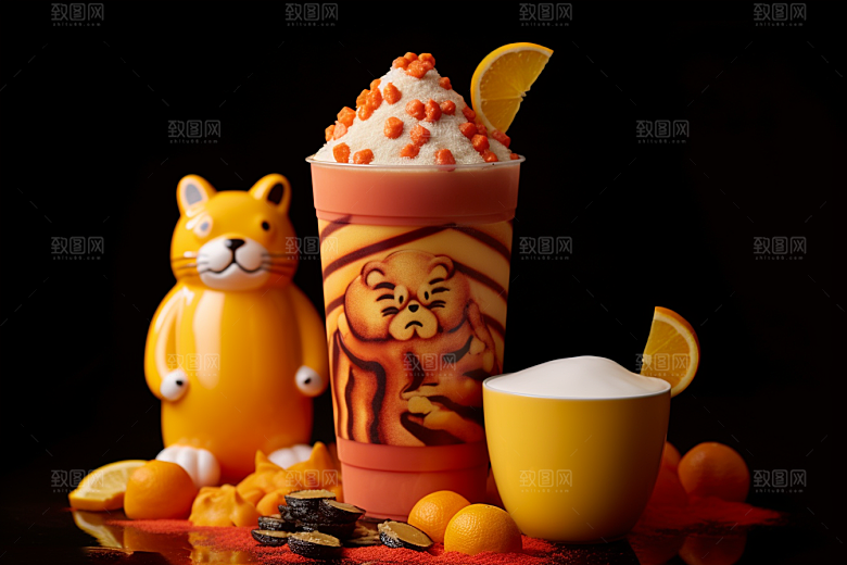 新春奶茶温暖新品摄影图