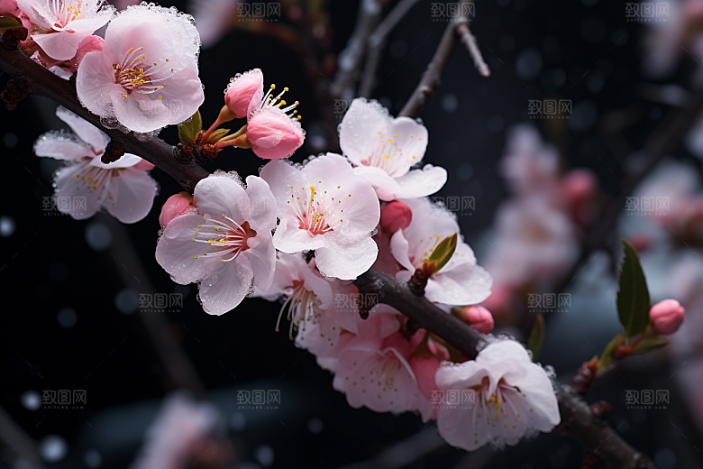 杏花盛开绽放自然摄影图