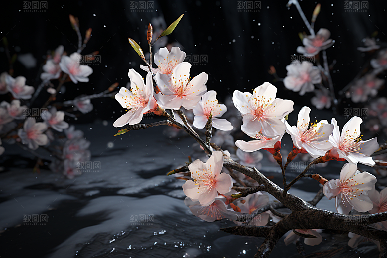 杏花盛开花卉迎春摄影图