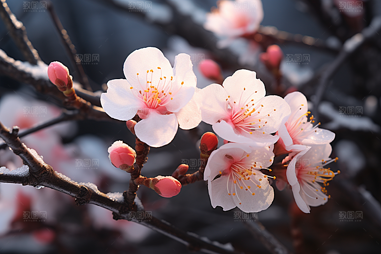 杏花盛开立春花卉摄影图