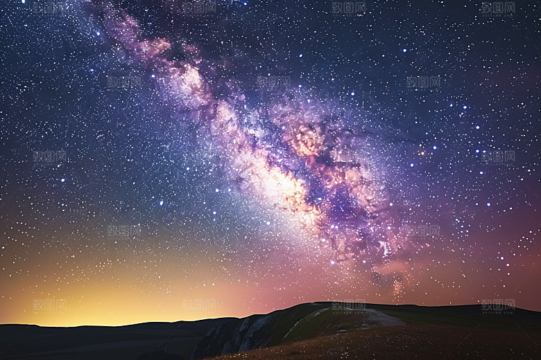 灿烂星空梦幻银河素材