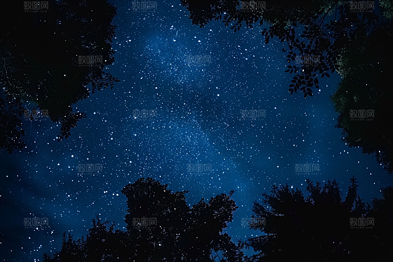 灿烂星空夜晚夜景素材