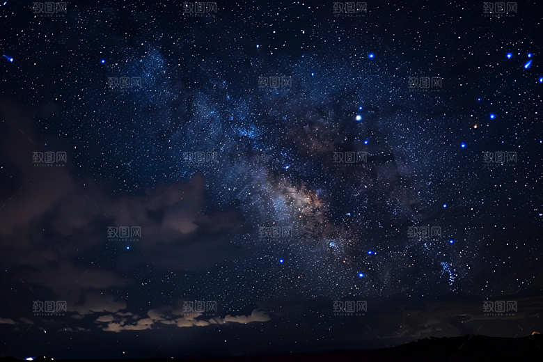 灿烂星空夜晚唯美素材