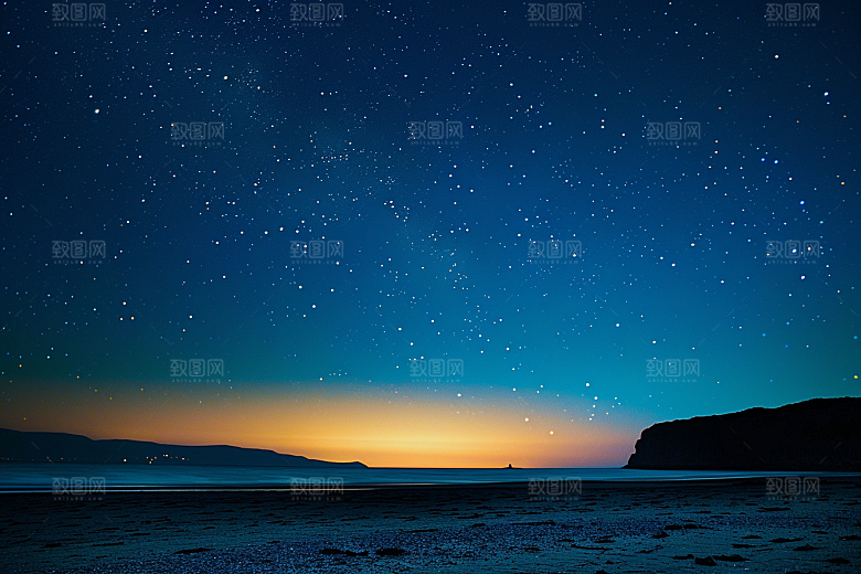 灿烂星空夜晚唯美素材