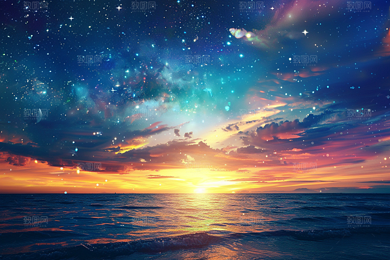 灿烂星空浪漫银河素材